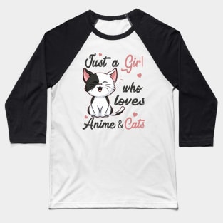 Anime and Cats Lover for Teen Manga kawaii Graphic Otaku Baseball T-Shirt